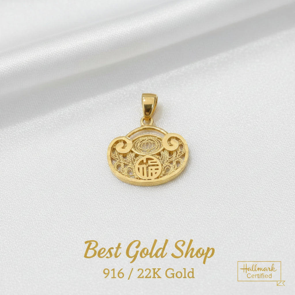916 Gold Flat Ingot Pendant New DesignCharms & PendantsBest Gold Shop