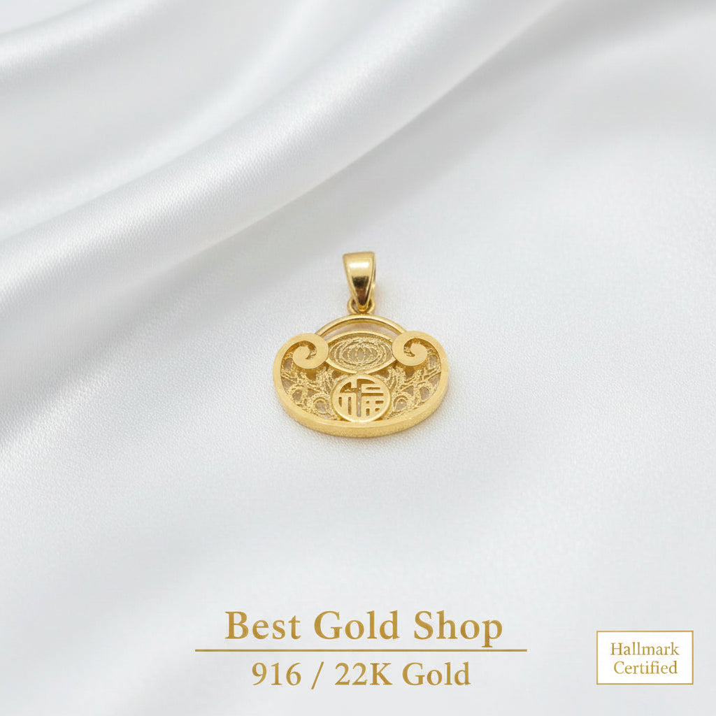 916 Gold Flat Ingot Pendant New DesignCharms & PendantsBest Gold Shop