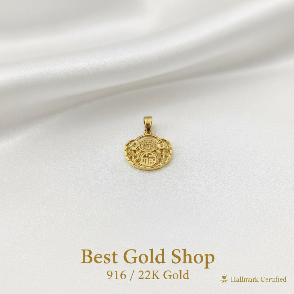 916 Gold Flat Ingot Pendant New DesignCharms & PendantsBest Gold Shop