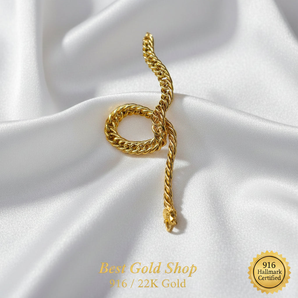 916 Gold Flat Spike Bracelet Unisex DesignBraceletsBest Gold Shop