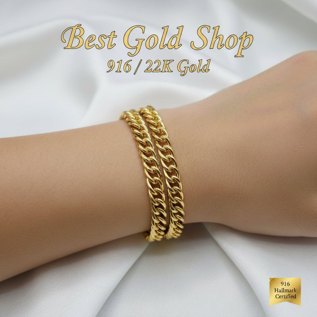 916 Gold Flat Spike Bracelet Unisex DesignBraceletsBest Gold Shop