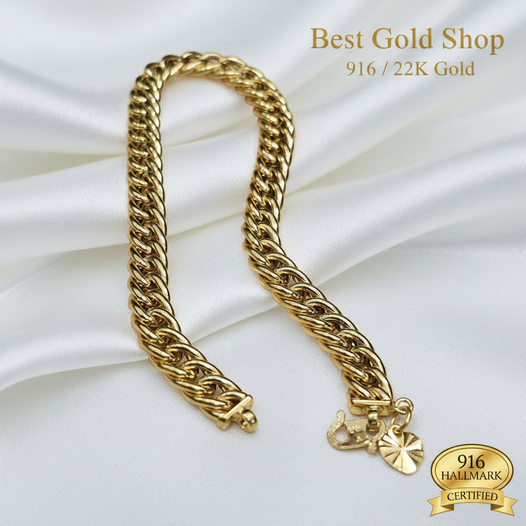 916 Gold Flat Spike Bracelet Unisex DesignBraceletsBest Gold Shop
