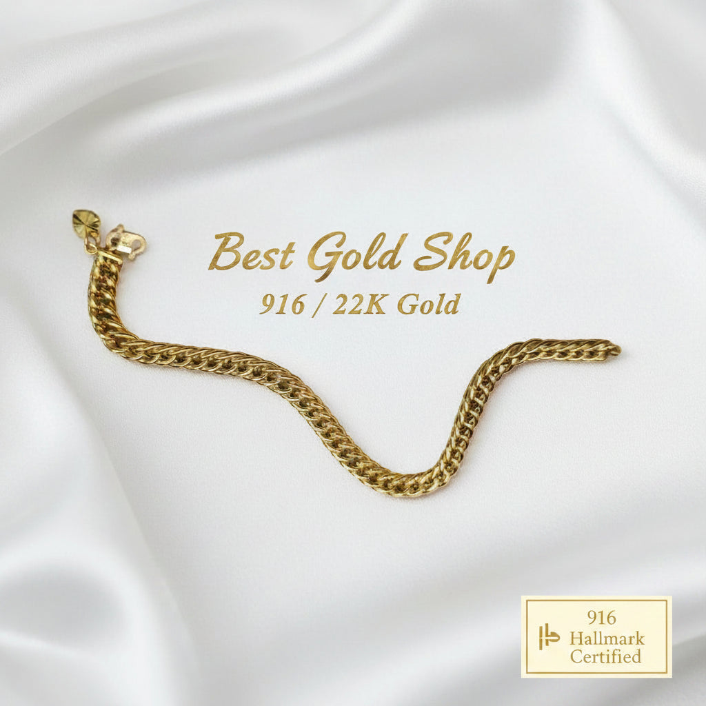 916 Gold Flat Spike Bracelet Unisex DesignBraceletsBest Gold Shop
