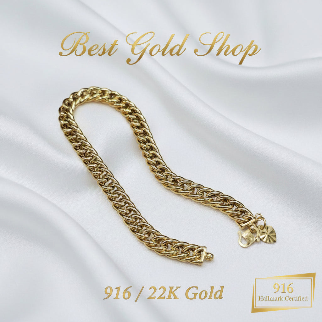 916 Gold Flat Spike Bracelet Unisex DesignBraceletsBest Gold Shop
