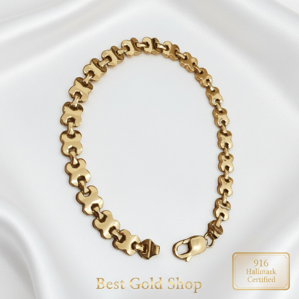 916 gold geometric bracelet in modern 22K yellow gold - view 3