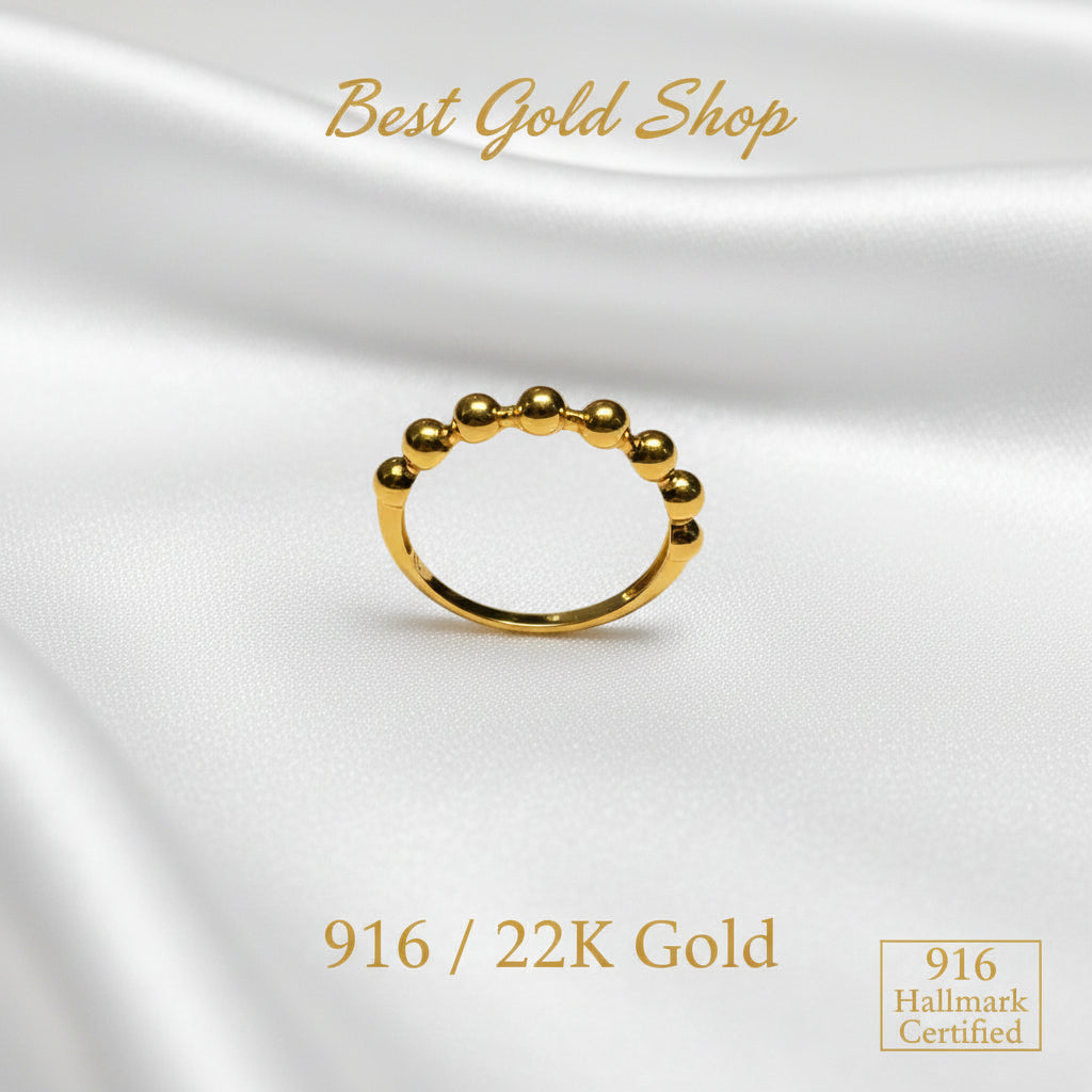 916 gold half-bead ring front view