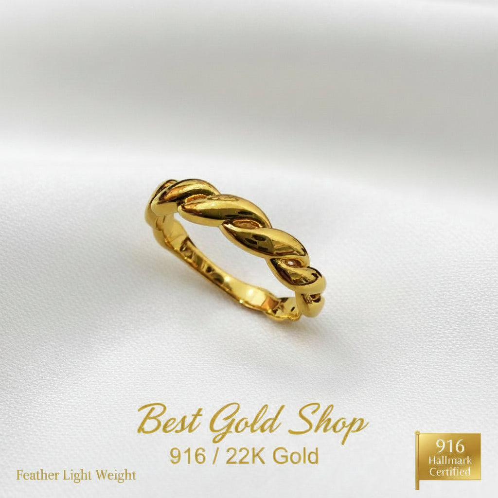 916 Gold Half Twisted Ring New Design Feather Light RingsRingsBest Gold Shop