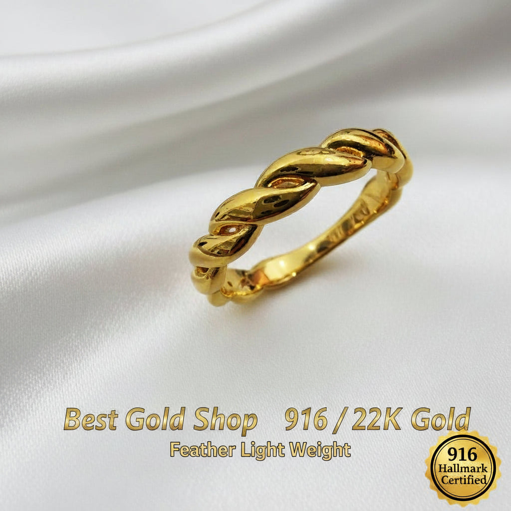 916 Gold Half Twisted Ring New Design Feather Light RingsRingsBest Gold Shop