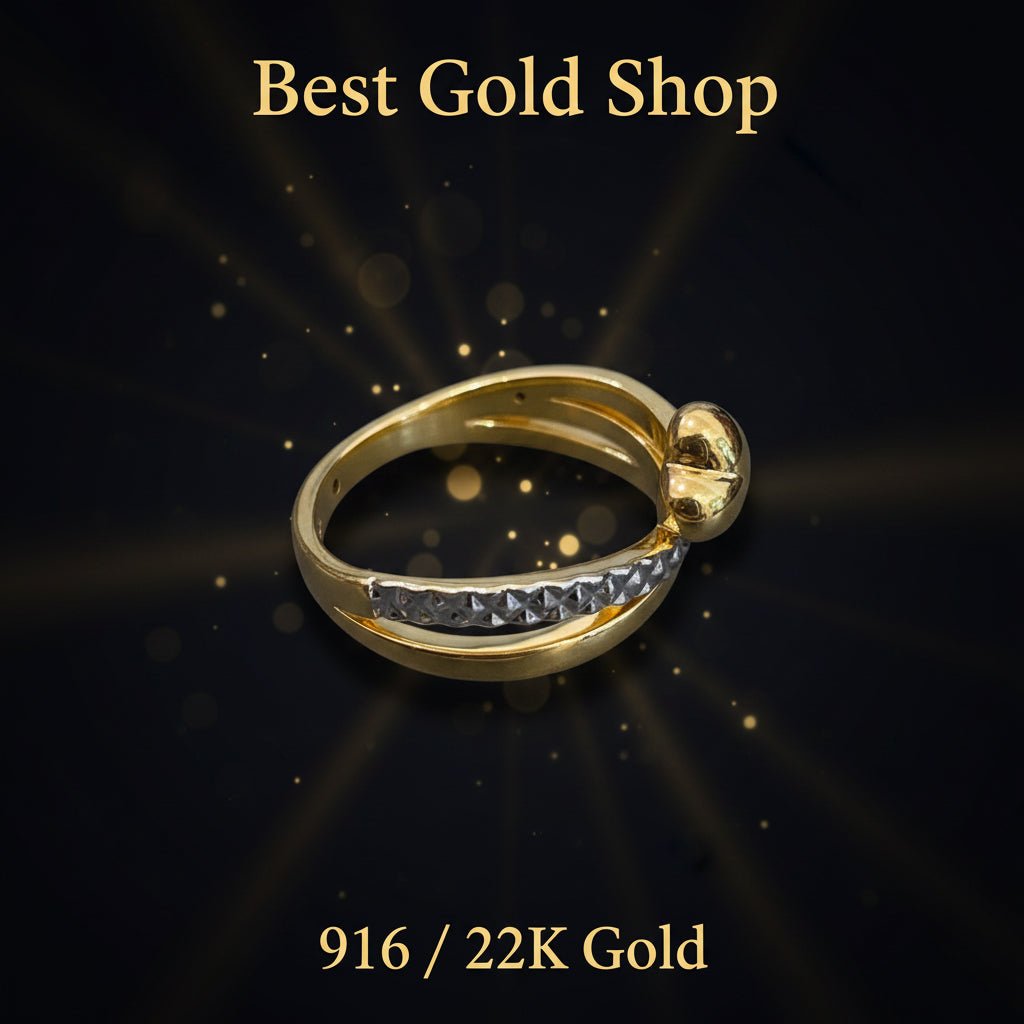 916 Gold (22K) Heart 2 Tone Feather Light V1 Ring for WomenRingsBest Gold Shop