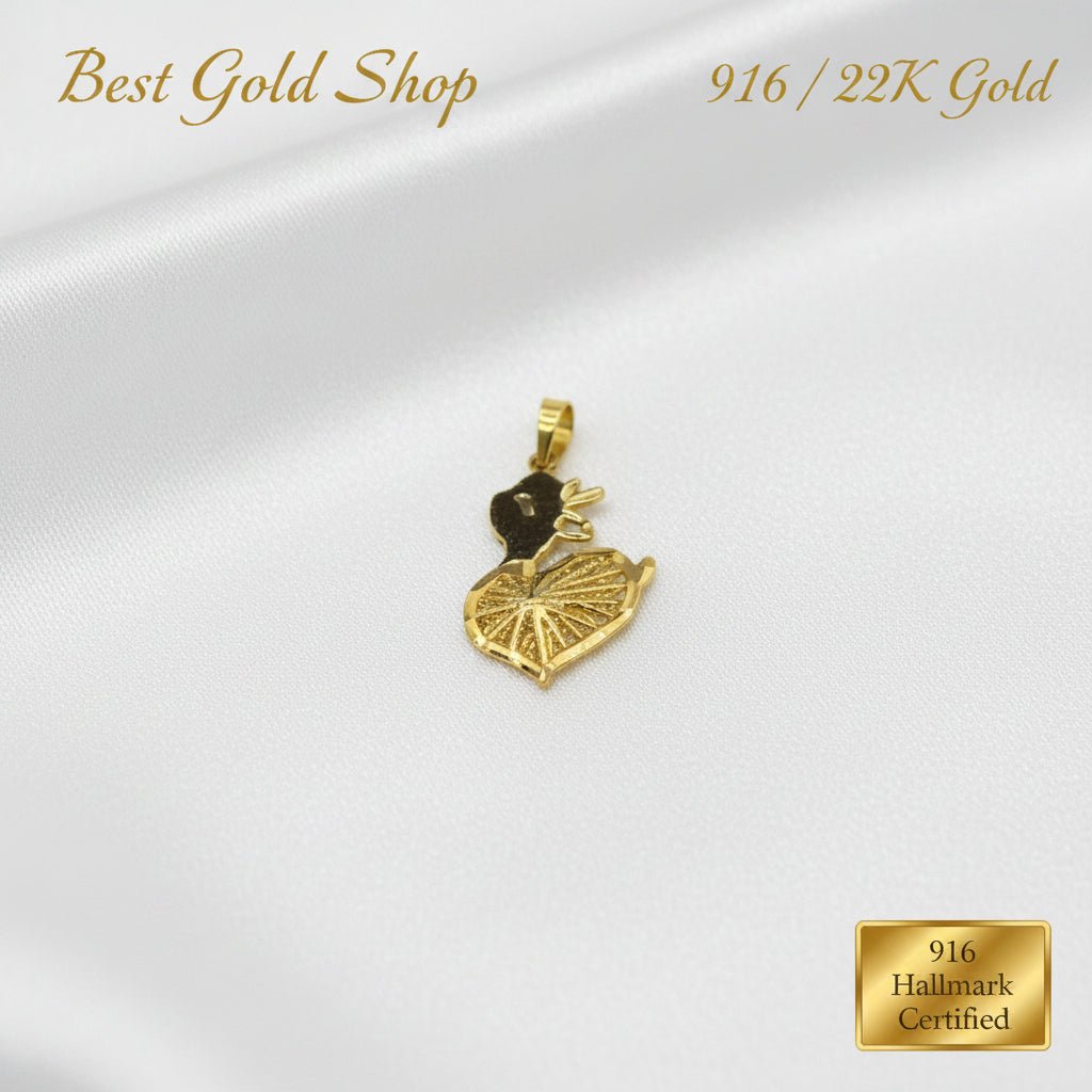 916 Gold Heart Deer Pendant | Symbol of Love GraceCharms & PendantsBest Gold Shop