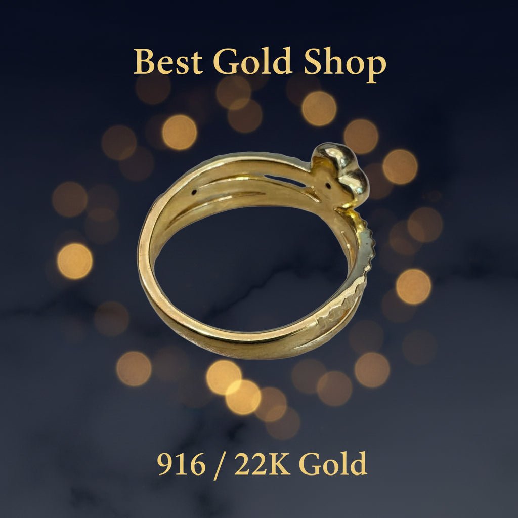 916 Gold (22K) Heart V1 Feather Light Ring for WomenRingsBest Gold Shop
