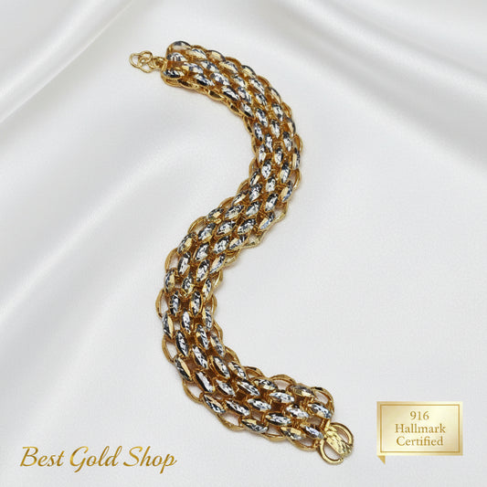 916 gold heavyweight Fancy bracelet in polished 22K yellow gold