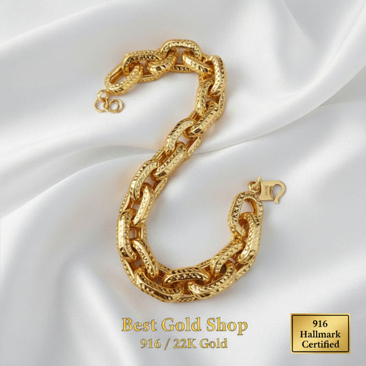916 gold hollow anchor link bracelet hook clasp and extension rings