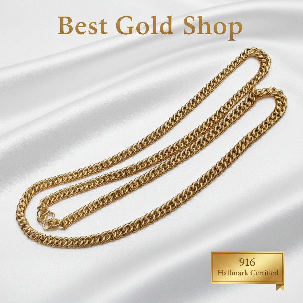 916 gold lightweight hollow fishbone chain necklace