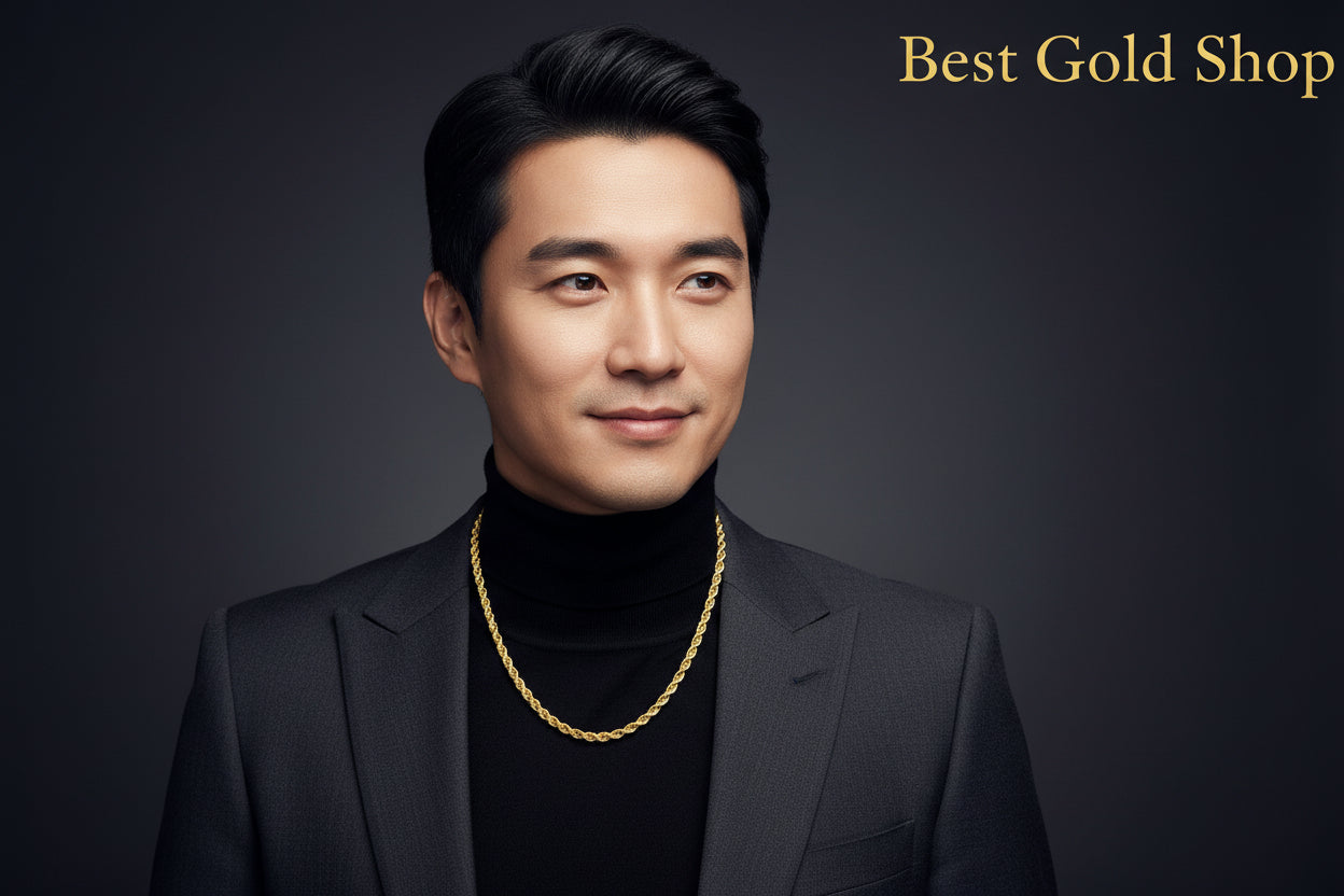 916 Gold Hollow Rope Necklace | Polished 22K Gold Design