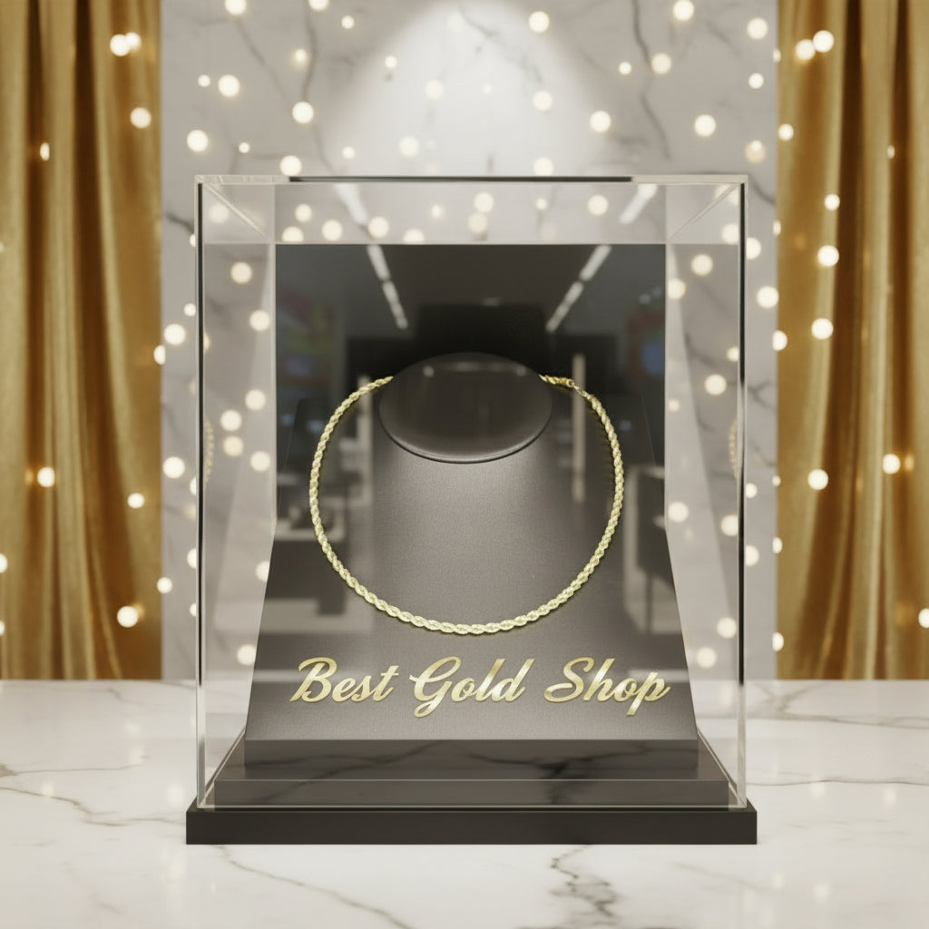 916 Gold Hollow Rope Necklace | Polished 22K Gold Design