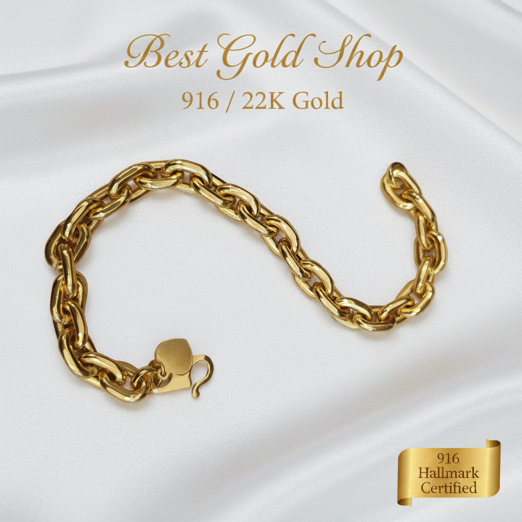 916 gold hollow Wanzi bracelet in a heavier 22K gold design