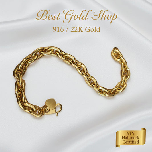 916 gold hollow Wanzi bracelet in a heavier 22K gold design