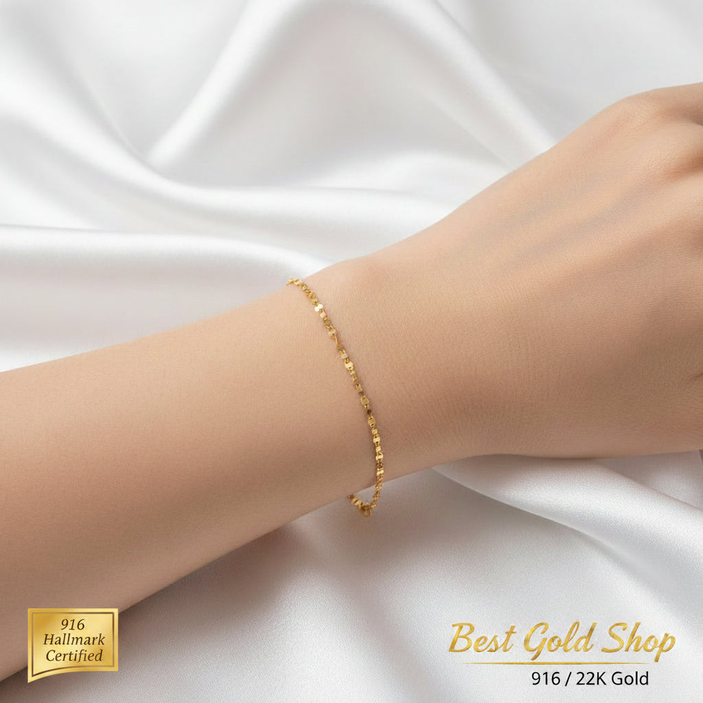 916 Gold Ingot Design Shiny Bracelet Slim and elegantBraceletsBest Gold Shop