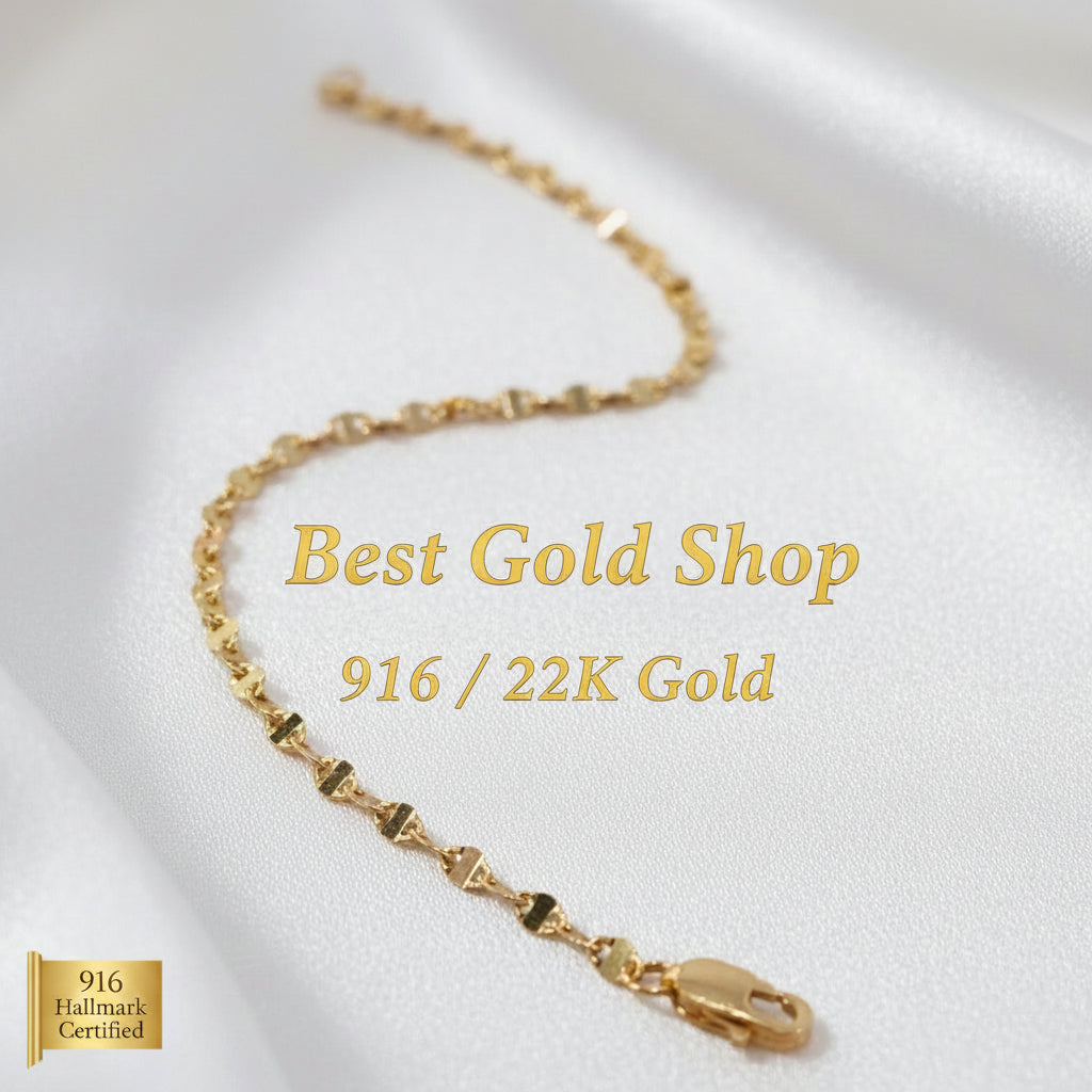 916 Gold Ingot Design Shiny Bracelet Slim and elegantBraceletsBest Gold Shop