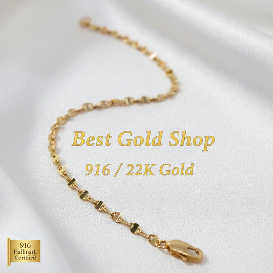 916 Gold Ingot Design Shiny Bracelet Slim and elegantBraceletsBest Gold Shop