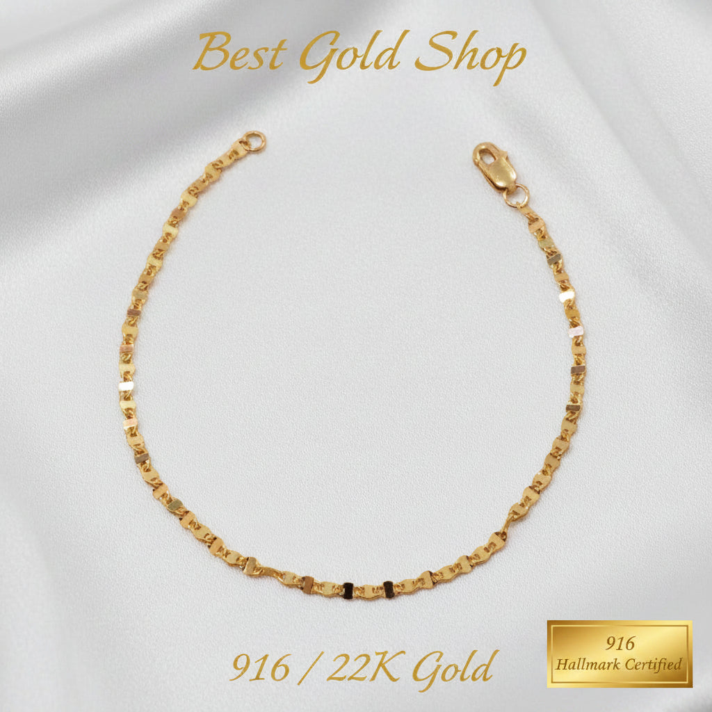 916 Gold Ingot Design Shiny Bracelet Slim and elegantBraceletsBest Gold Shop