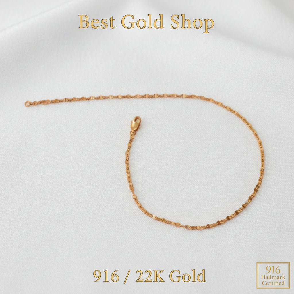 916 Gold Ingot Design Shiny Bracelet Slim and elegantBraceletsBest Gold Shop