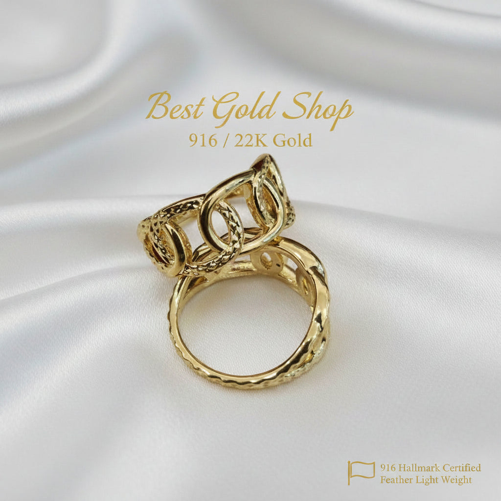 916 gold interlock design ring band profile
