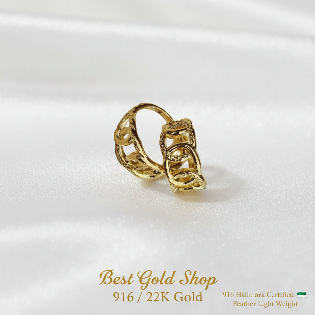 916 Gold Interlock Design Ring Latest Design and Feather LightRingsBest Gold Shop