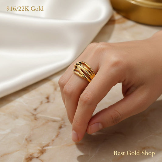 916 Gold (22K) Layer Version 2 Elegant Lightweight Series Ring for WomenRingsBest Gold Shop