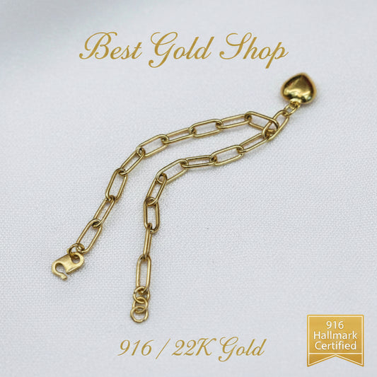 916 Gold Link Bracelet with Dangling Heart Version 2BraceletsBest Gold Shop