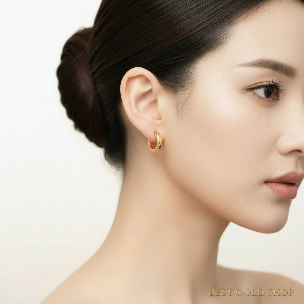 916 Gold Loop Shiny Earring Italy FinishEarringsBest Gold Shop