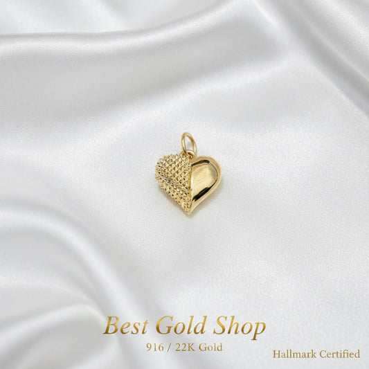 916 Gold Luna & Sol Heart pendant feather lightCharms & PendantsBest Gold Shop