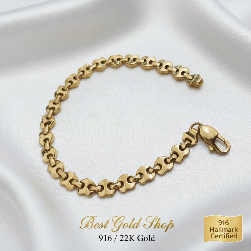 916 gold metric heart bracelet in elegant 22K yellow gold - view 2