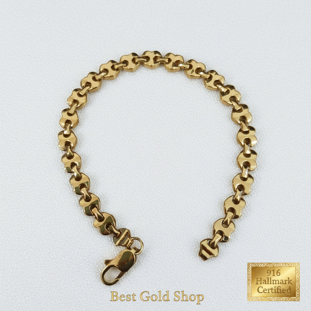 916 Gold Metric Heart Bracelet | Elegant 22K Heart Design