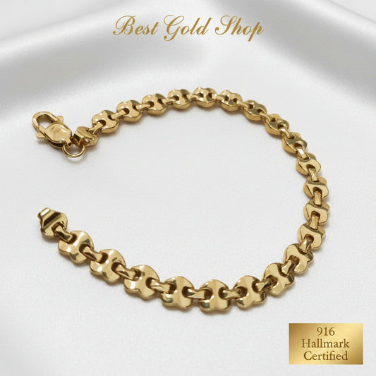 916 gold metric heart bracelet in elegant 22K yellow gold - view 5