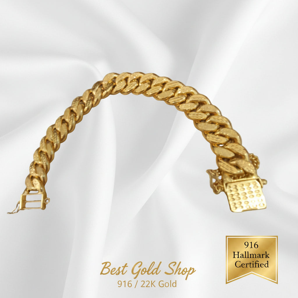 916 gold Milo heavyweight statement bracelet in 22K yellow gold - view 2
