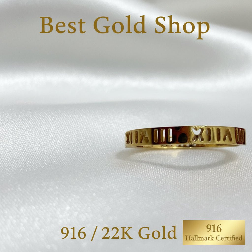 916 Gold Mini Roman Numeral Ladies RingRingsBest Gold Shop