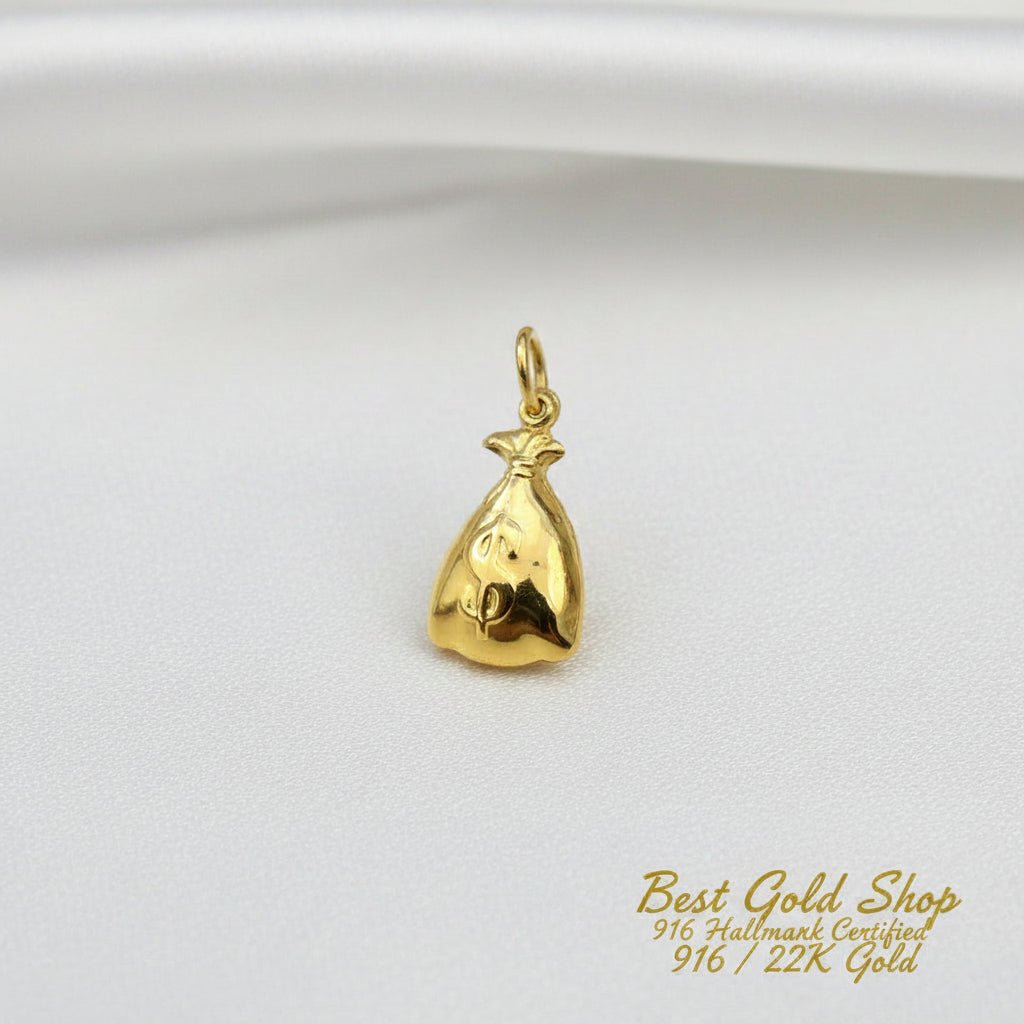 916 Gold Money Bag Pendant | Symbol of Wealth ProsperityCharms & PendantsBest Gold Shop