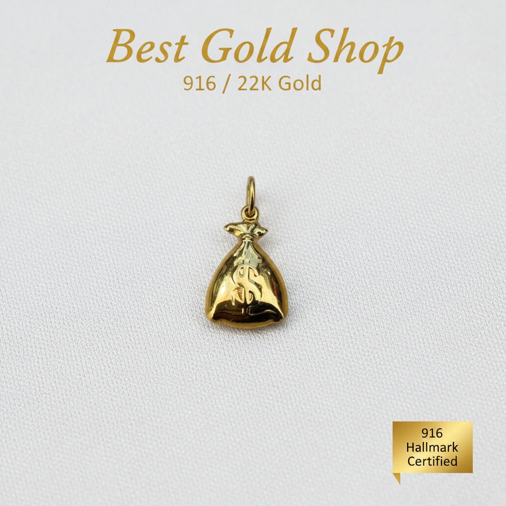 916 Gold Money Bag Pendant | Symbol of Wealth ProsperityCharms & PendantsBest Gold Shop
