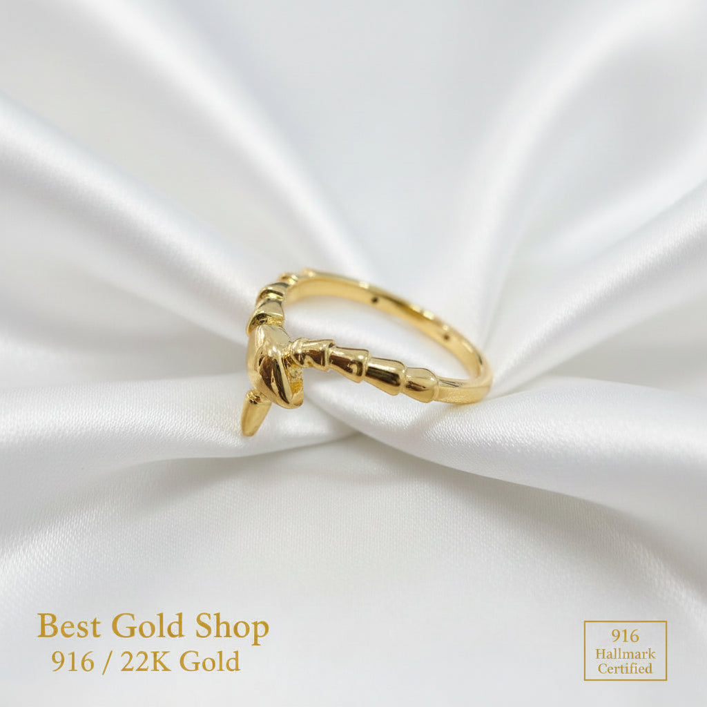 916 Gold Naga Snake Dragon Ring Feather LightRingsBest Gold Shop