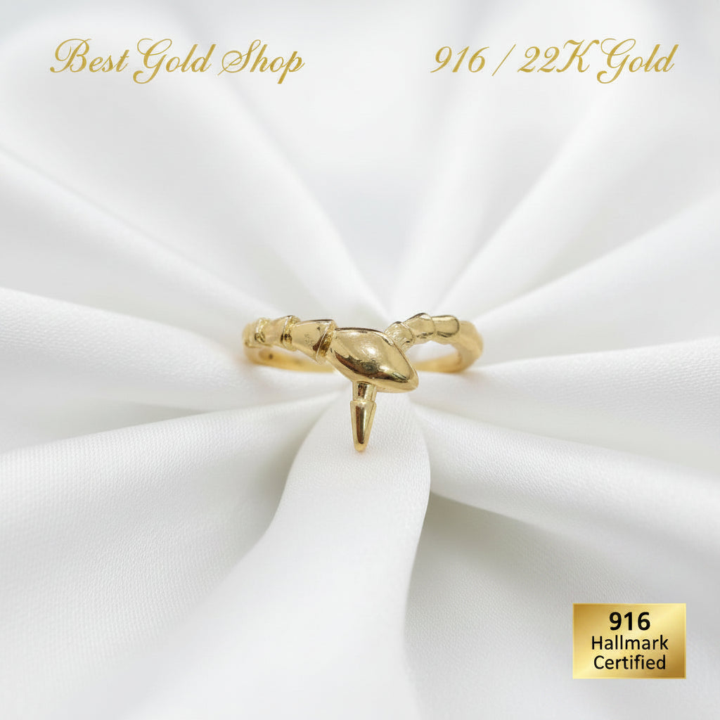 916 Gold Naga Snake Dragon Ring Feather LightRingsBest Gold Shop
