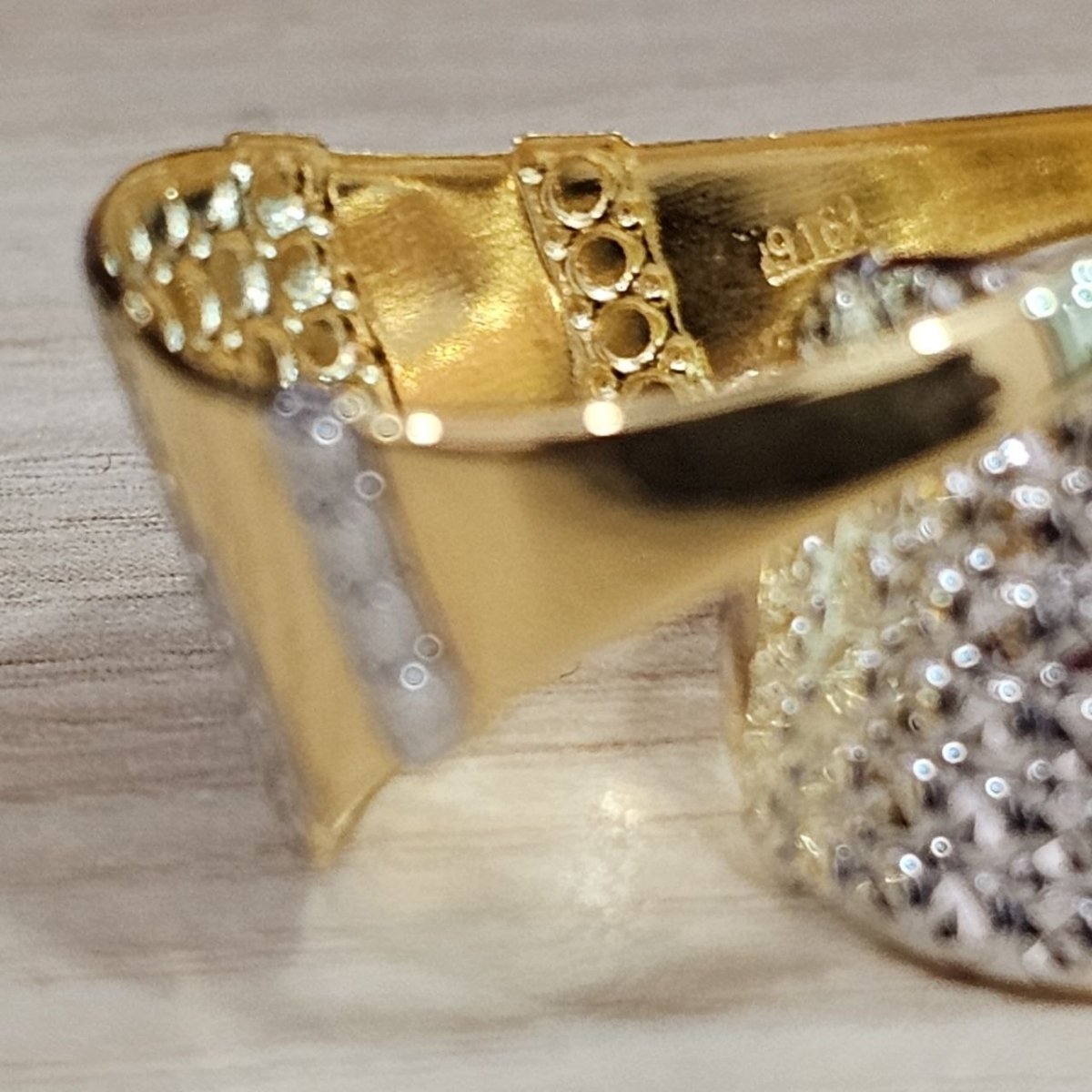 916 Gold Nugget Ring 2 tone Feather LightRingsBest Gold Shop
