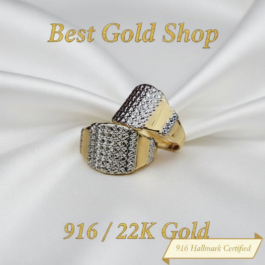 916 Gold Nugget Ring 2 tone Feather LightRingsBest Gold Shop