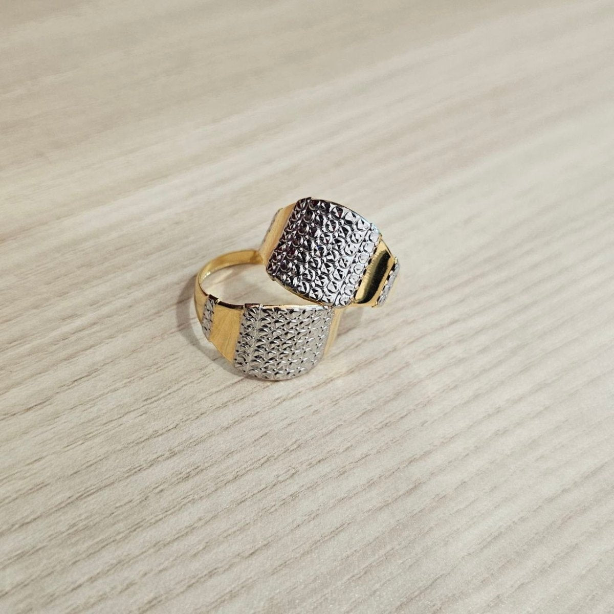 916 Gold Nugget Ring 2 tone Feather LightRingsBest Gold Shop