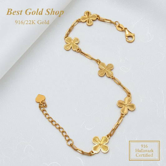 916 Gold Petal Link Bracelet | Elegant Floral-Inspired DesignBraceletsBest Gold Shop