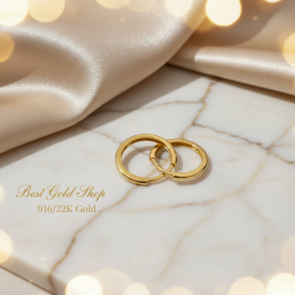 916 Gold (22K) Plain Loop Timeless Minimalist Hoops Earring for WomenEarringsBest Gold Shop