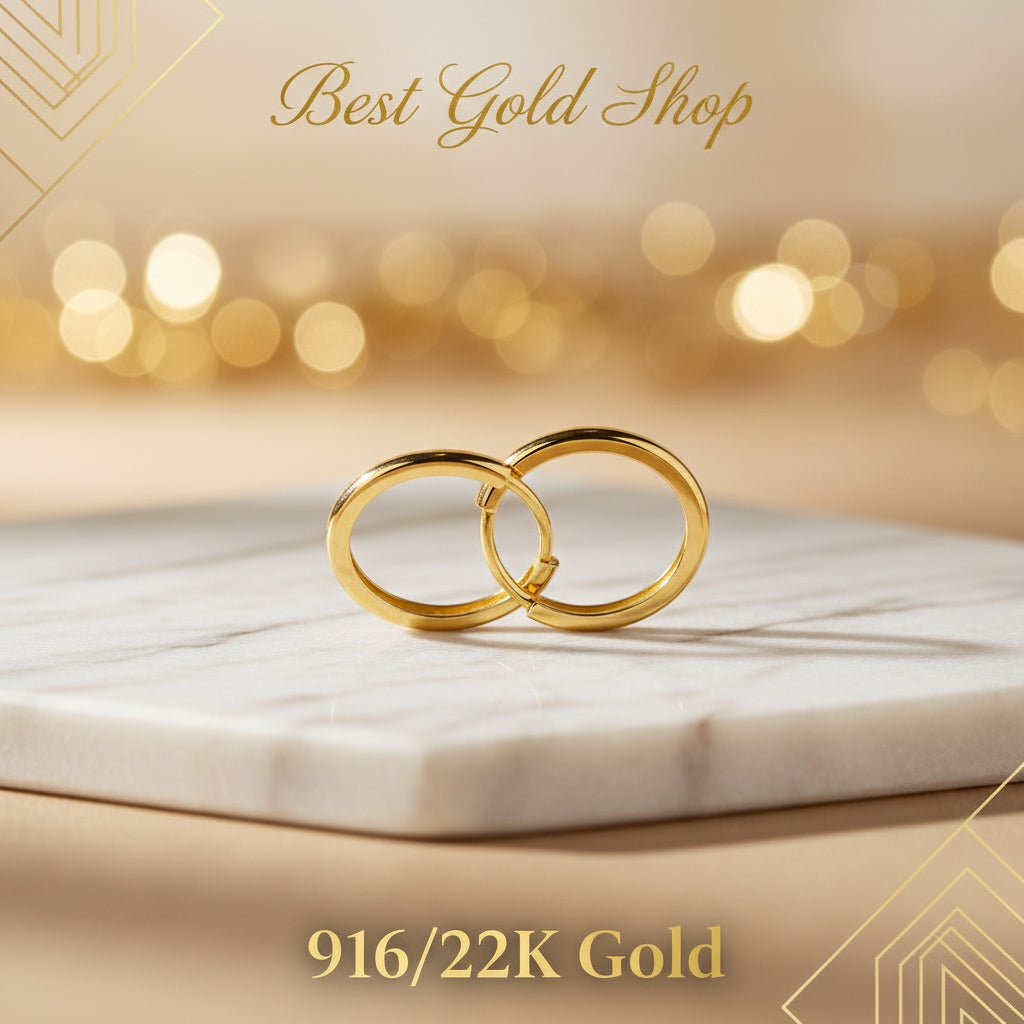 916 Gold (22K) Plain Loop Timeless Minimalist Hoops Earring for WomenEarringsBest Gold Shop