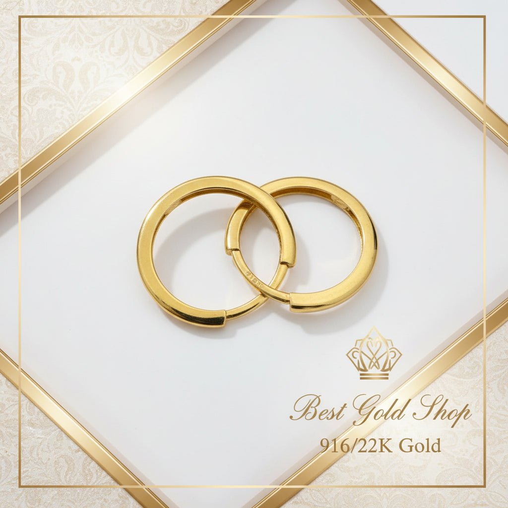 916 Gold (22K) Plain Loop Timeless Minimalist Hoops Earring for WomenEarringsBest Gold Shop