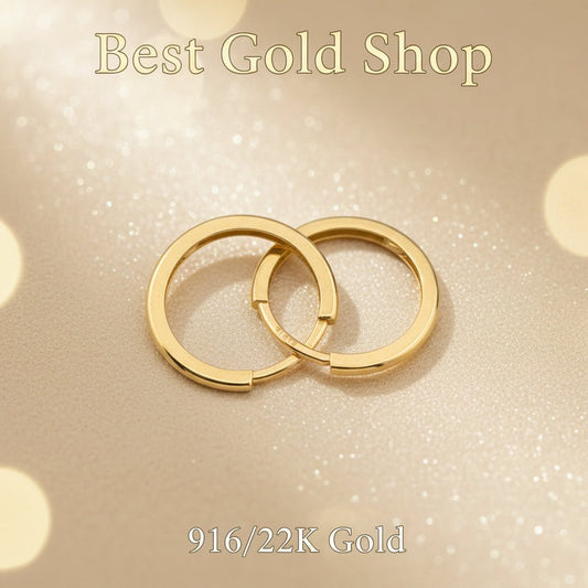 916 Gold (22K) Plain Loop Timeless Minimalist Hoops Earring for WomenEarringsBest Gold Shop